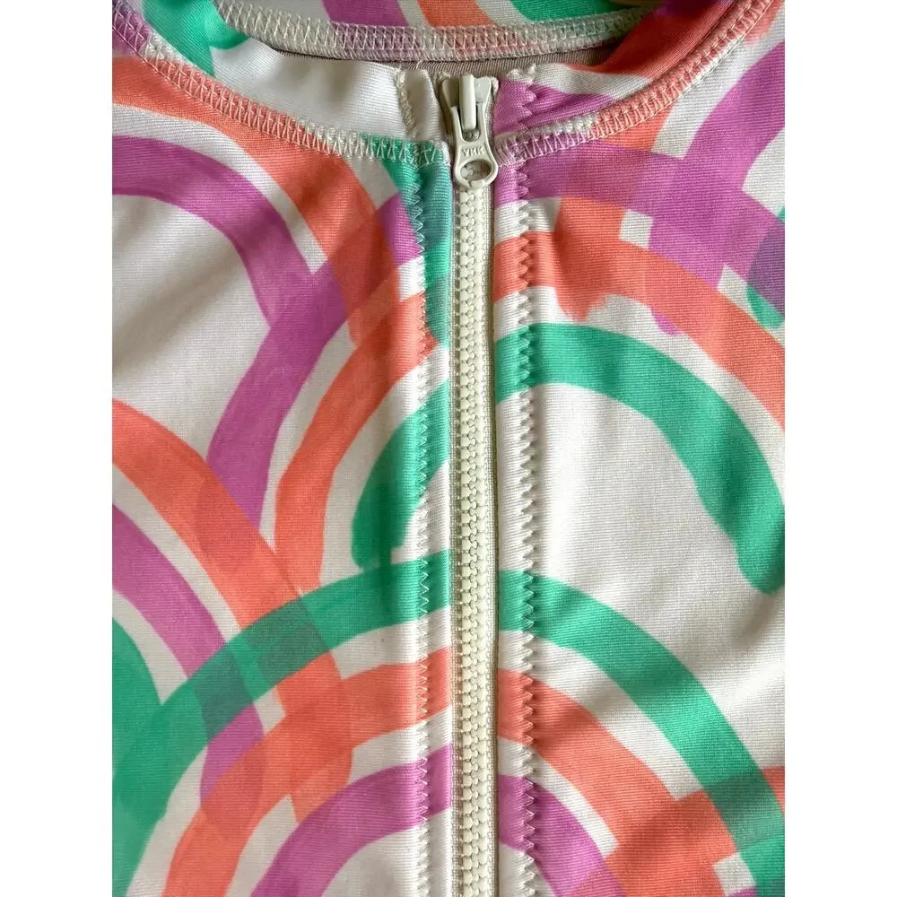 tea Collection Girls' One-Piece Short Sleeve Swimsuit Rainbow Print Size 8